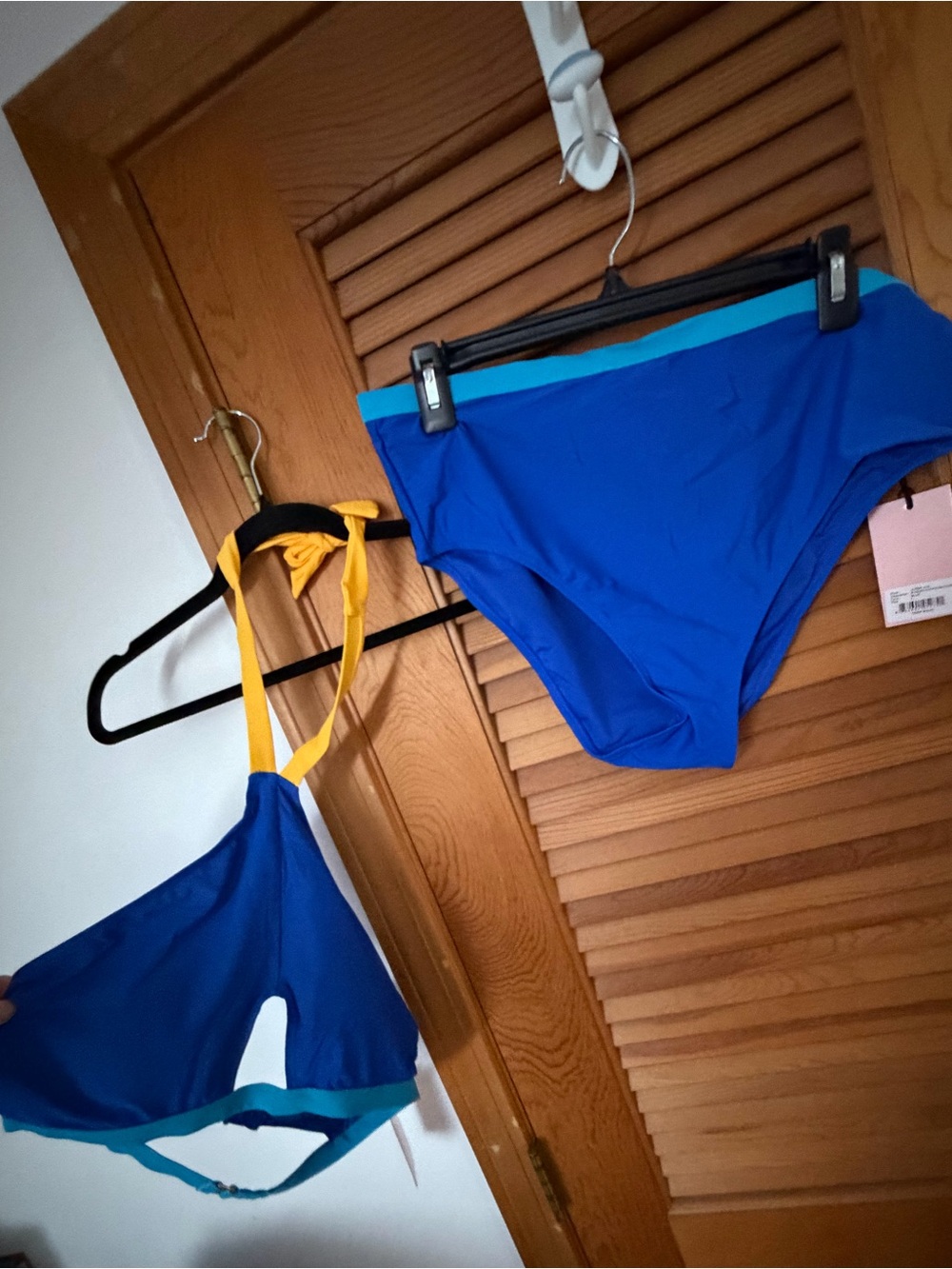 Juicy Couture blue Bikini with yellow high neck halter size large  BNWT
